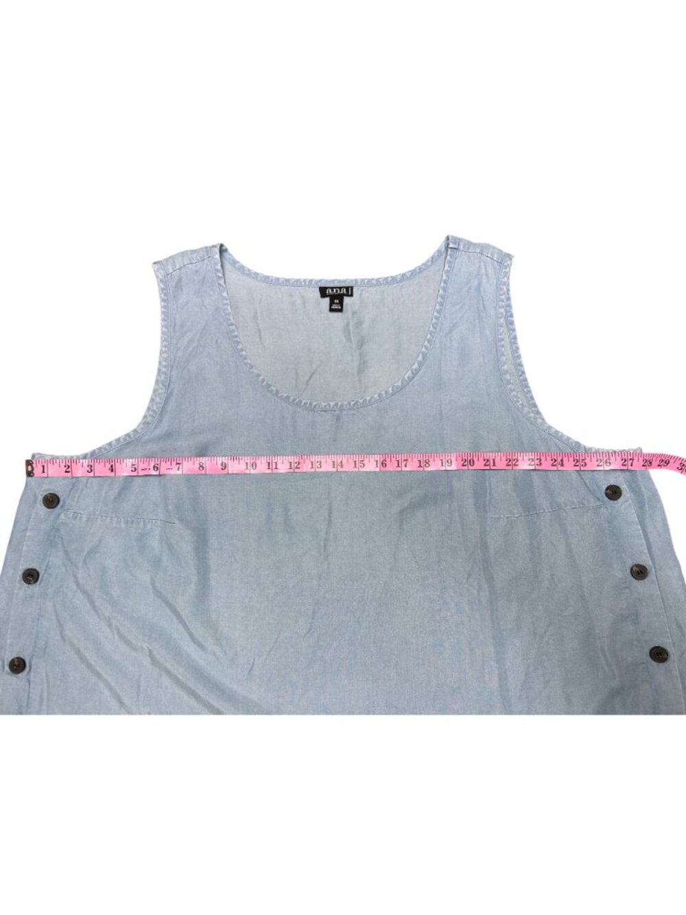 A.N.A Sleeveless Tank Top 3X With Side Button Details Frayed Hem Soft Light Blue - Picture 3 of 7